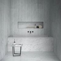 Traitement moderne personnalisé de villa Table à manger en marbre naturel blanc moyen Armoire d'îlot de mur de plancher d'escalier Grande dalle polie Hall
