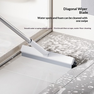 Cepillo de Limpieza para Piso en Forma de V con Mango de Acero Inoxidable, Cerdas Resistentes de PP+TPR, Flexible e Impermeable para Baño y Inodoro - Product Image 2