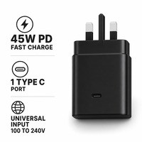 Adaptador de Corriente de Carga Rápida PD 45W PD 3.0 con Protección OVP, Enchufe Europeo y Puerto Tipo-C para S21 22 23 24