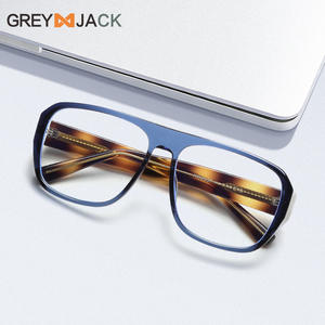 กรอบแว่นตาทรงสี่เหลี่ยมสีเทาแจ็ค เรคท์แองเกิลเลนส์อะซีแบบเต็มกรอบป้องกันแสงสีฟ้าเลนส์แบบไม่มีค่าสายตาสำหรับทุกเพศ Kg2537op - Product Image 5