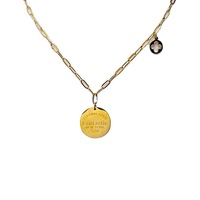 Collier à Disque Alphabet en Acier Inoxydable Style Hip Hop Vintage Chaîne à Maillons Tendance avec Fermoir OT Cadeau Personnalisé pour Hommes Femmes