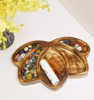 Plateau en bois de lotus sculpté à la main avec rangement esthétique pour la guérison, idéal pour le salon ou le bureau – Plateau lune en bois