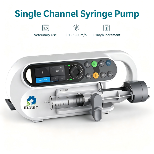 EURVET Veterinary Portable Syringe Pump Medical Infusion Pump for Pet Clinic Animal Hospital Use Single Channel Easy Operation