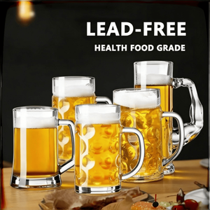 Vente en gros de mugs à bière classiques personnalisés de 17/40 oz, épais et robustes, en verre, avec poignée - Product Image 3