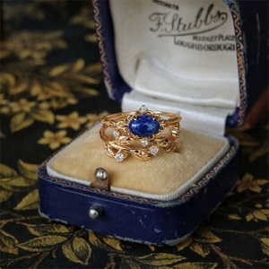 Bague de fiançailles en lapis-lazuli pur plaqué rhodium, vente en magasin d'usine 925S, pour mariage ou fête, bague de bijoux - Product Image 2