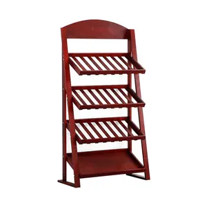 Solid Pine Wood Wine Rack Hiển Thị 46 Chai Quảng Cáo Triển Lãm Kệ Đứng