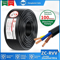 Kabel Tembaga Tahan Api Chengtiantai ZC RVV 1/1.5/2.5/4/6/10mm2 2 3 Inti Fleksibel untuk Ekstensi Daya