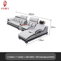 Juego de Sofás Modulares Inteligentes de Esquina con Masaje en Piel Genuina Multifuncional para Sala de Estar Grande