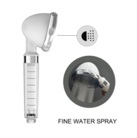 Pomme de douche à main moderne à une poignée avec finition chromée et surface polie améliorée par un motif de pulvérisation de massage et une filtration