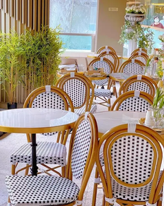 Venta al por mayor barato estilo francés muebles de hotel sin brazos apilable Silla de comedor restaurante sillón ratán Silla de hotel - Product Image 3