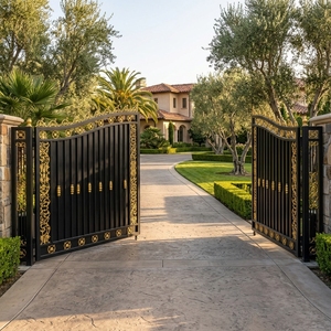 Puerta <span class=keywords><strong>de</strong></span> Patio Plegable Ligera y Compacta <span class=keywords><strong>de</strong></span> Hierro Forjado con Apertura Eléctrica, Recubrimiento en Polvo, Diseño Europeo <span class=keywords><strong>para</strong></span> Hotel o Almacén - Product Image 4