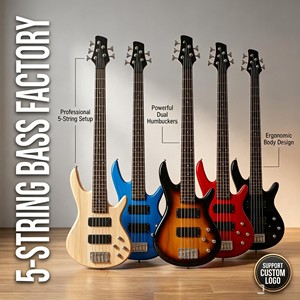 Gitar Bass Elektrik Profesional Berkualitas Tinggi 5 Senar Buatan China dengan Finishing Gloss, Layanan OEM Didukung, Alat Musik - Product Image 1