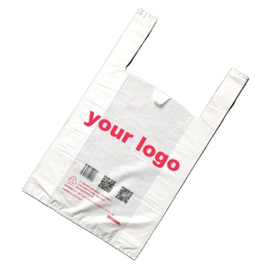 Wholesale Plastic PE PO PLA Vest Shopping Bags with Handles Screen Printing T-shirt Bags for Home Grocery Gift Merchandise Use