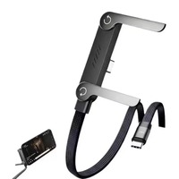 Câble de charge rapide USB C 240W avec support de téléphone pliable, câble de données multifonction, chargeur portable pour ordinateur portable et téléphone