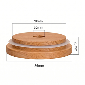 Vietnam WeWood Wooden Lids For Drinkware Brands Round Timber Tumbler Reusable Covers Mason Jar <b>Caps</b> with Straw Hole - Product Image 4
