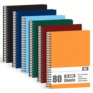 สมุดบันทึกแบบมีเส้นบรรทัดกว้าง 6 สี ขนาด A5 จำนวน 6 เล่ม 480 แผ่น/960 หน้า สมุดโน้ตแบบสันห่วงสำหรับพนักงาน ดีไซน์เรียบง่าย - Product Image 1