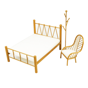 Vente chaude 1/6 BJD Maison De Poupée Meubles Personnalisé Miniature En Métal Vintage Poupée Lit Ange-Thème <span class=keywords><strong>Peinture</strong></span> Modèle pour Souvenir - Product Image 1