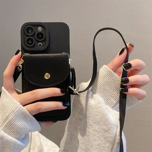 Étui portefeuille antichoc en cuir de couleur unie avec fentes pour cartes et lanière pour <span class=keywords><strong>iPhone</strong></span> 17 Air 16 15 14 13 Pro Max - Product Image 2