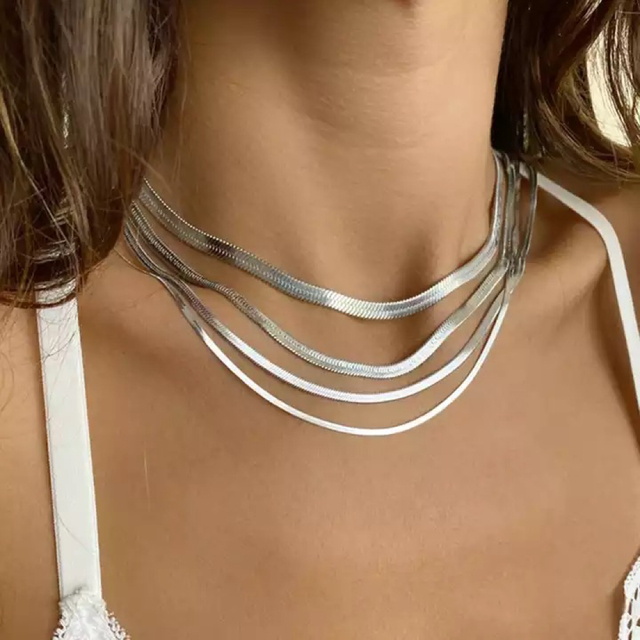 Wholesale 925 Sterling Silver Necklace Herringbone Snake Silver 925 Necklace Jewelry