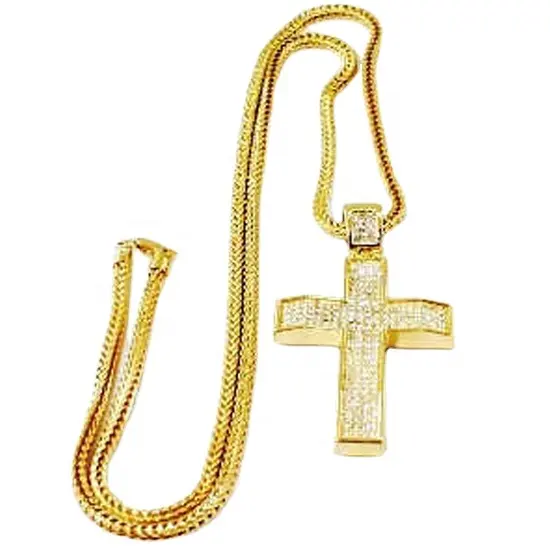 18K Gold Plated HipHop Chain Necklace Jewelry Cross for men