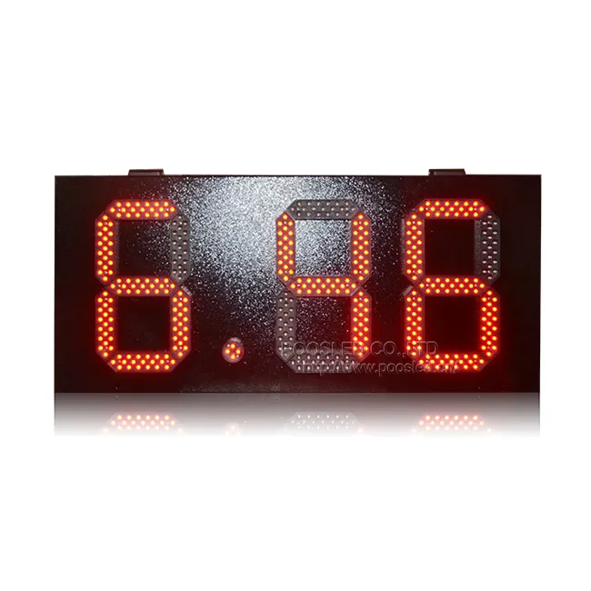 Açık 10 inç 8.88 kırmızı su geçirmez led benzin fiyatı tabelası kırmızı renk açık led işareti PUUSLED uzaktan kumanda dijital benzin fiyatı tabelası