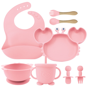 Ensemble d'alimentation pour bébé en silicone souple non toxique avec base à ventouse, assiette ronde lavable sans BPA, cuisine pour enfants - Product Image 5