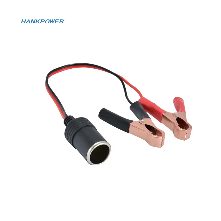 12V Power Car Cigarette Lighter Female To Alligator Clip Extension Connector To Terminal Clip-on Battery Adapter Auto Socket