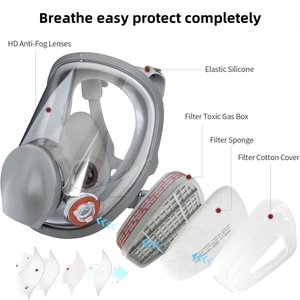 Masker Gas <span class=keywords><strong>Respirator</strong></span> wajah penuh, dapat digunakan kembali Anti amonia asam tambang kimia penutup wajah dengan kaleng Filter udara - Product Image 6