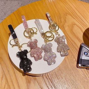 Hot Sell High Quality Crystal Rhinestone Teddy Bear Keychain Leather <b>Key</b> Chain Metal <b>Key</b> Chain - Product Image 2