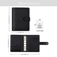 Organisateur de reliure en cuir d'autruche A7 Orange nu rose vif noir Taupe gris blanc planificateur de feuille de mouche avec supports de cartes disponibles