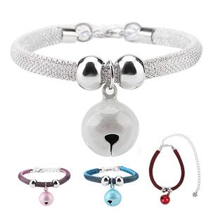 <span class=keywords><strong>Collar</strong></span> para Perro y Gato Hecho a Mano, Moderno, Elegante, Suave, Brillante, Estilo Japonés, con Campana, Diseño Sólido - Product Image 1