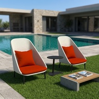 Fauteuil de salon de jardin moderne de luxe, confortable, en tissu imperméable, avec dossier haut et structure en aluminium, idéal pour les hôtels.