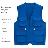 Chaleco informal con cremallera de verano para hombre para actividades al aire libre, chaleco con múltiples bolsillos y logotipo personalizado para senderismo, fotografía de periodista
