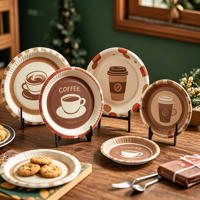Assiettes en papier biodégradables jetables rondes personnalisées imprimées en offset pour aliments en vrac