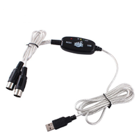 USB Type-A to 5-Pin DIN MIDI Interface Cable PVC Insulated Plug & Play 480 Mbps 2M for Keyboard Synthesis Music Studio Recording
