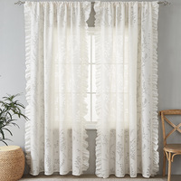 Rideaux Translucides à Volants en Dentelle Florale Style Américain Personnalisables Toutes Saisons pour Salon