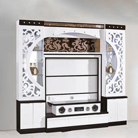 Meuble TV moderne en bois avec étagère de rangement design, meuble mural de luxe pour appartement, meuble TV LED pour salon