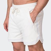 Shorts de sport en maille respirante pour hommes, logo personnalisé, haute qualité, blanc, basketball, gym, doublure en nylon, ourlet fendu, 5 pouces