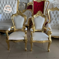 Fauteuil Trône de Luxe Royal avec Diamants Exquis pour Mariages, Cadre Doré, Roi et Reine