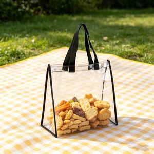 Sac fourre-tout transparent en PVC personnalisé avec poignée, sac en gelée givré cousu pour cosmétiques, shopping, emballage cadeau, impression de logo - Product Image 2
