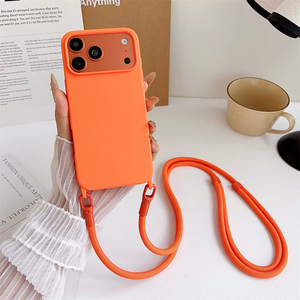 เคสโทรศัพท์ซิลิโคนพรีเมียม สีพื้น สัมผัสนุ่ม ป้องกันการตก พร้อมสายคล้องคอ สำหรับ iPhone 18 17 Air 16 15 Pro Max - Product Image 1