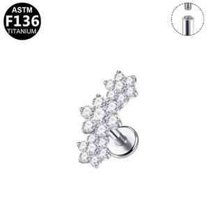 Boucles d'oreilles en cartilage en gros pour les boutiques de <span class=keywords><strong>piercing</strong></span>, en titane G23 à filetage interne, clous de lèvre Cherry, bijoux de <span class=keywords><strong>piercing</strong></span> pour le <span class=keywords><strong>nombril</strong></span> - Product Image 2