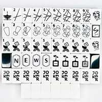 Ensemble de tuiles de mahjong américaines abstraites noir et blanc, 160 pièces en acrylique, lignes géométriques gravées, avec tapis, cadeau