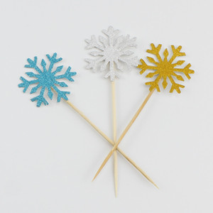 Snowflake Cake <b>Toppers</b> 10pcs Glitter Paper <b>Birthday</b> Party Decorations Reusable - Product Image 1