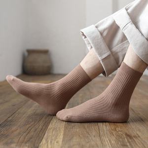 Men's Crew <b>Socks</b> Solid Knitted Cotton Breathable Daily Wear Autumn Style Beige Gray <b>Orange</b> Blue White Black Green - Product Image 2