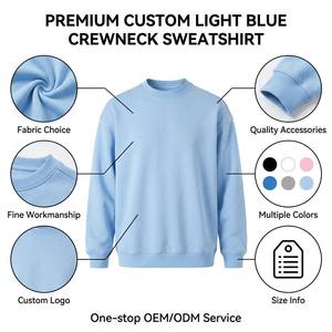 Felpa Oversize Personalizzabile Azzurra Pesante con Spalle Cadenti e Girocollo per Brand di Moda Globali - Product Image 2