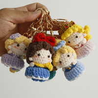 Porte-clés Poupée Dessin Animé en Peluche Tricotée à la Main au Crochet, Tendance Transfrontalière Princesse Douce, Breloque de Sac Faite à la Main Exquise