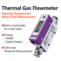 Alat Ukur Aliran Massa Termal Multi-Gas Digital untuk Integrasi Peralatan Udara Terkompresi Gas Lainnya Paduan Aluminium Berulir G1/4-G1/2