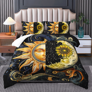 Bohemian mặt trăng mặt trời vàng đen bedding Set 3D in kỹ thuật số <span class=keywords><strong>Comforter</strong></span> Set - Product Image 6