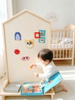 Tableau magnétique en bois rose pour enfants, personnalisable, avec aimants animaux offerts, accessoires cadeaux